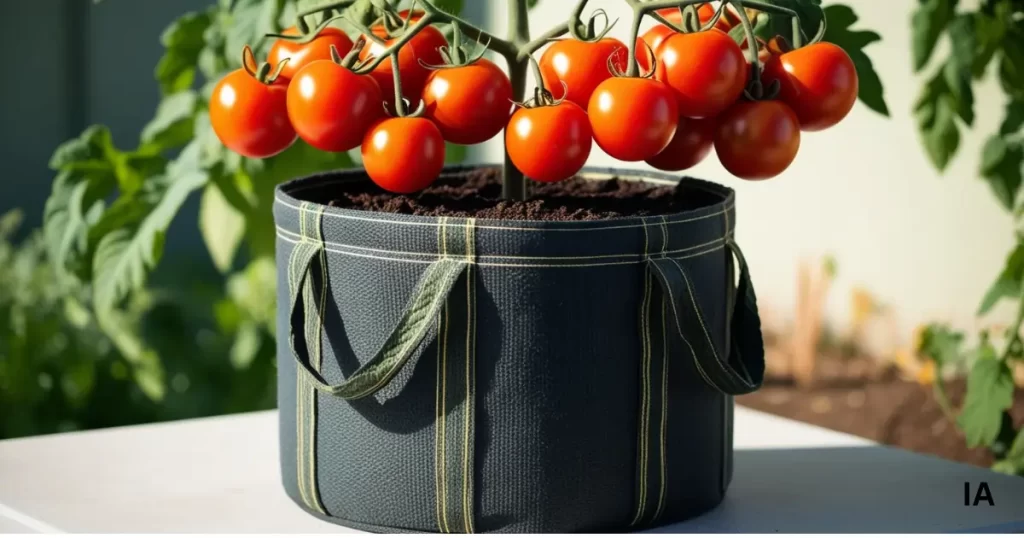 Growing tomatoes in grow bags