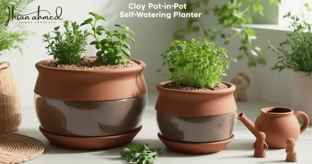 Clay Pot-in-Pot Self-Watering Planter